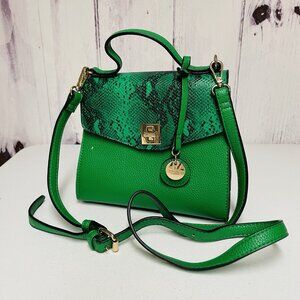 Dune London Green Snakeskin Embossed Flap Crossbody Shoulder Bag